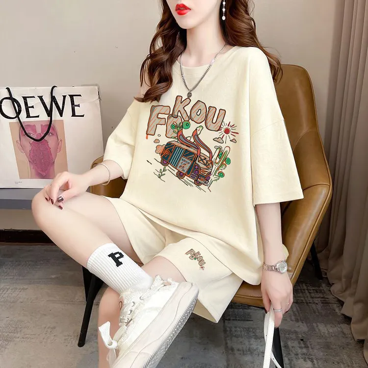 清仓捡漏夏季女装套装胖mm休闲运动服大码宽松显瘦短袖短裤两件套