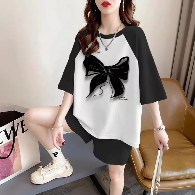 胖mm运动套装女夏季学生韩版宽松薄款大码跑步服短裤休闲两件套