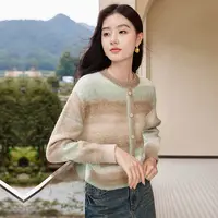 【直播专享】N844184毛针织衫 香影条纹彩虹针织衫女24冬季新款落