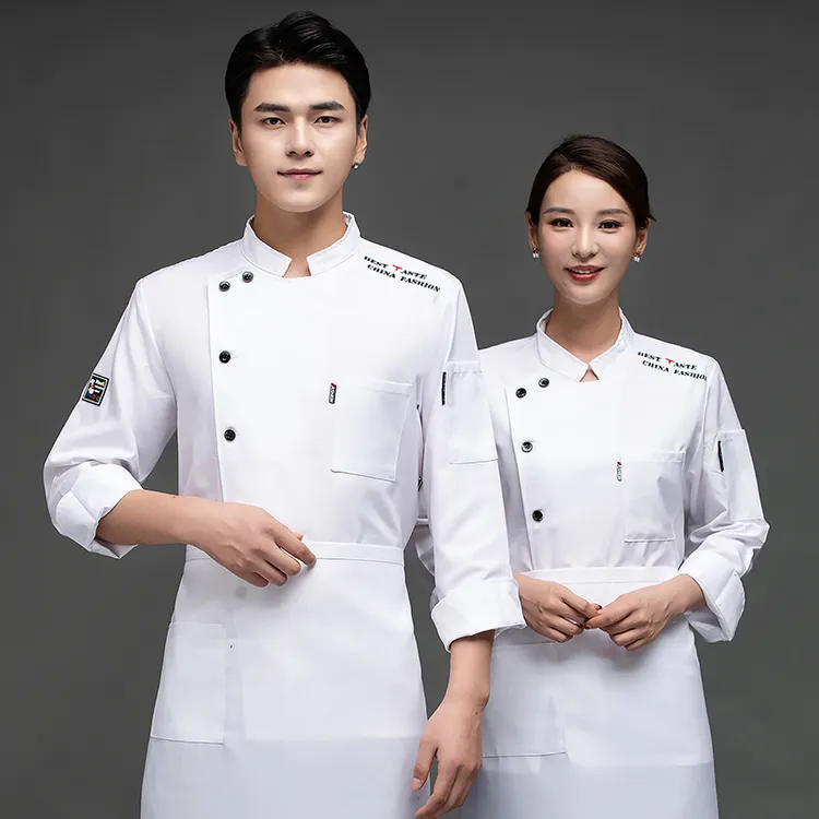 厨师工作服定制logo刺绣长袖秋冬餐饮酒店餐厅订做男女厨师服工装