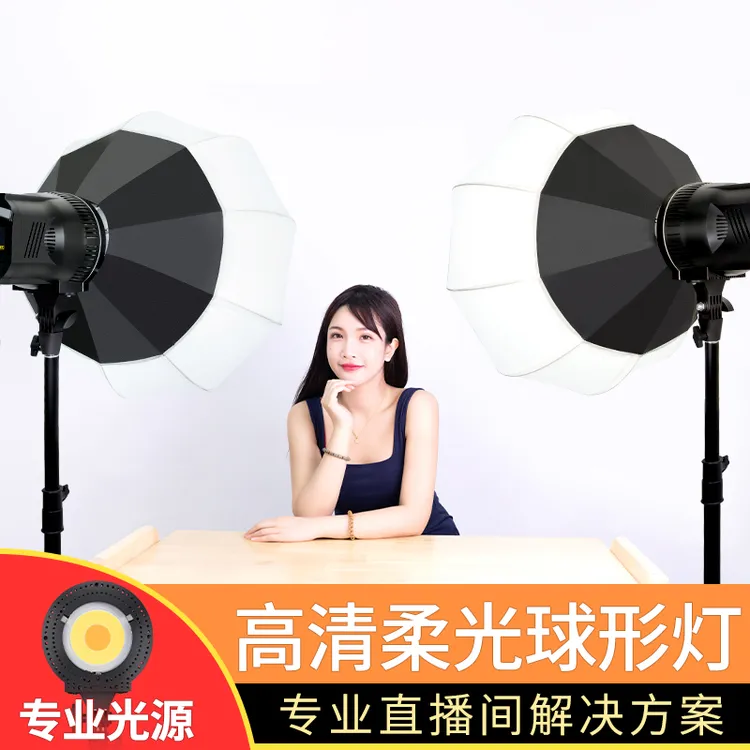 专业大功率TG500W直播拍摄三代摄影灯三色温室内柔光球形灯补光灯