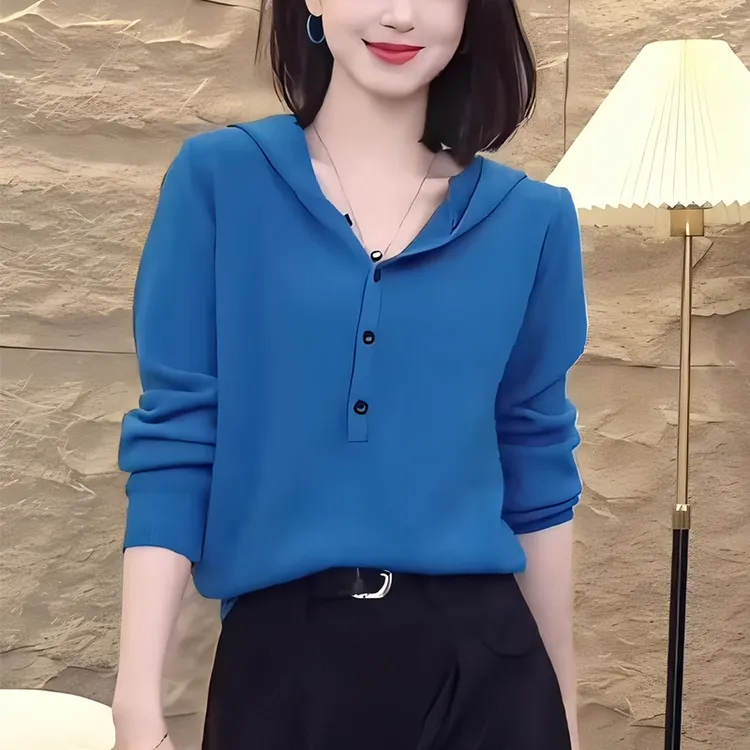 时尚高级感长袖毛针织衫冬季大码女装胖mm洋气宽松小个子连帽上衣