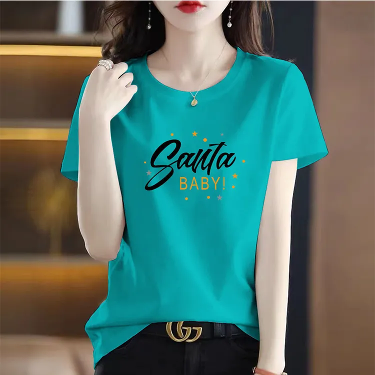 玫红色95半袖大码打底针织衫甜美可爱后妈裙圆领老钱多巴胺服装女