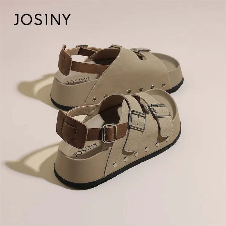 卓诗尼品牌勃肯凉鞋女款2025新款夏季外穿厚底孕妇鞋美拉德运动鞋