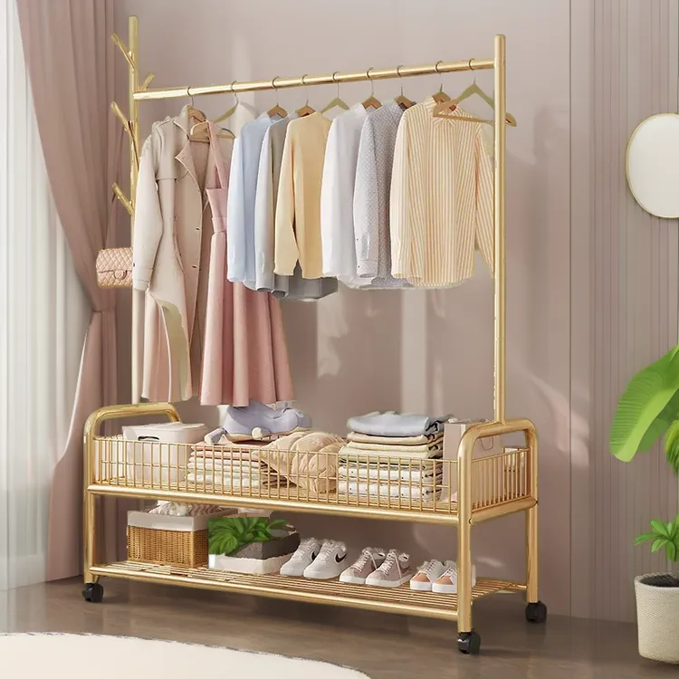 衣帽架立式卧室挂衣架家用室内网红轻奢晾衣架简易衣架子2023新款