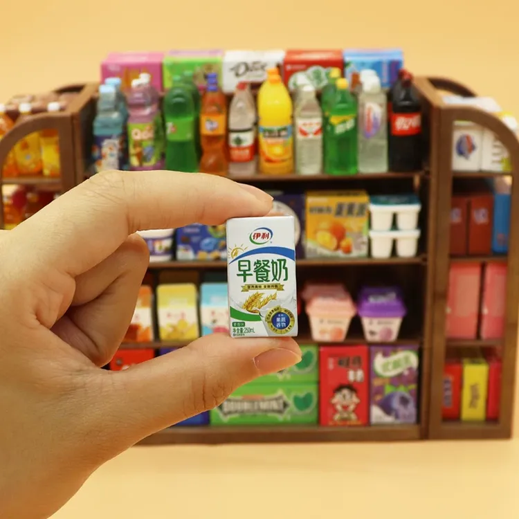迷你仿真超市四面货架摆件饮料微缩食玩零食儿童过家家小物品玩具