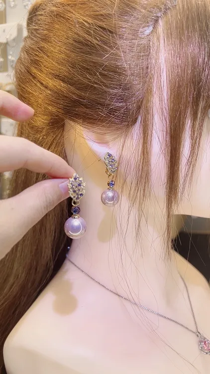 铜合金锆石耳饰 新款秋冬必备紫色贵气优雅百搭气质耳环