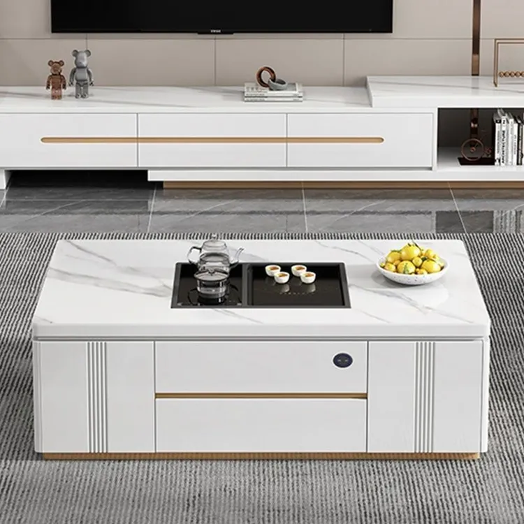 全自动多功能智能升降功夫岩板茶几客厅电视柜家用组合一体泡茶