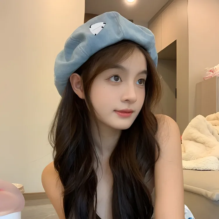 牛仔贝雷帽女春秋款大头围显脸小素颜画家帽复古百搭夏季八角帽子