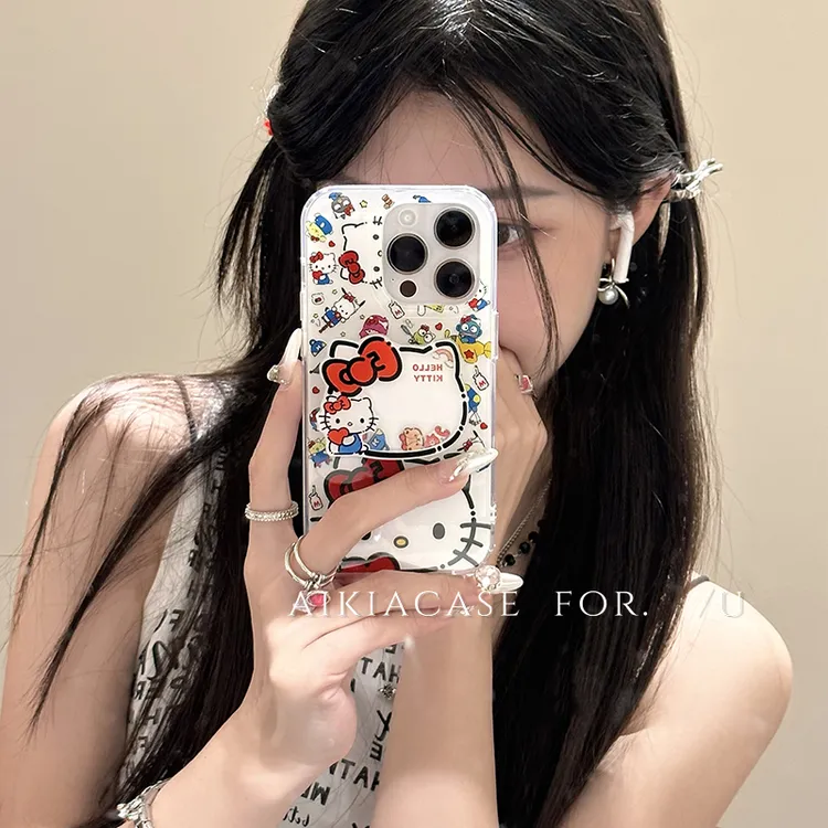 少女心kt猫支架适用iphone13苹果15promax防摔手机壳14可爱12硅胶