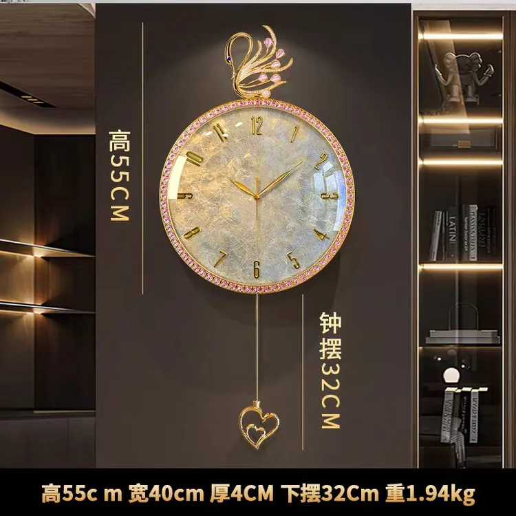 【水晶天鹅】客厅简约创意时钟挂墙钟表挂表轻奢时尚静音家用餐厅