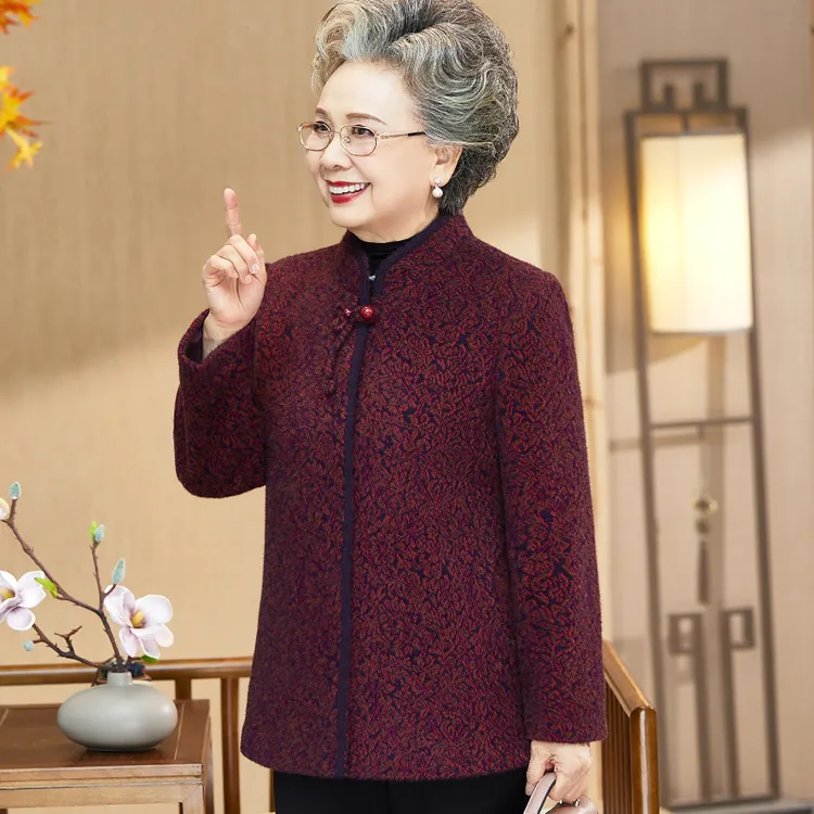 中老年人冬装女加厚毛呢外套妈妈高档秋冬季上衣奶奶宽松呢子大衣