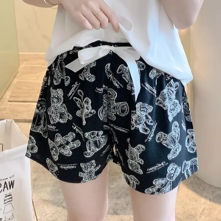 夏季可外穿棉绸睡裤女夏天韩版宽松绵绸居家大裤衩人造棉家居短裤