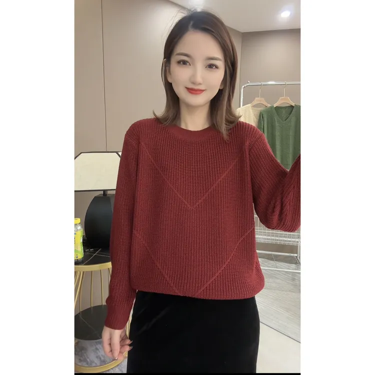 【纯色★棉纱线】2025秋冬新款毛衣韩版宽松圆领套头针织衫气质上衣