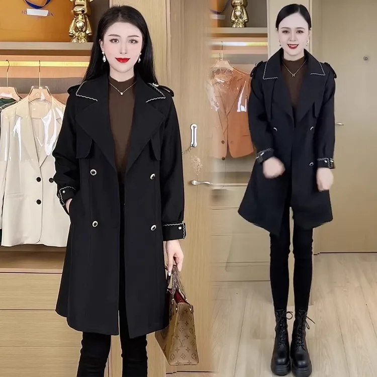 风衣外套女中长款2025年春季新款时尚显瘦气质减龄双排扣大衣春秋