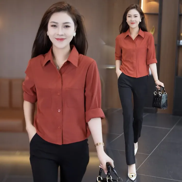 长袖衬衫女2025年春秋新款显瘦气质休闲上衣设计感时尚简约衬衣潮