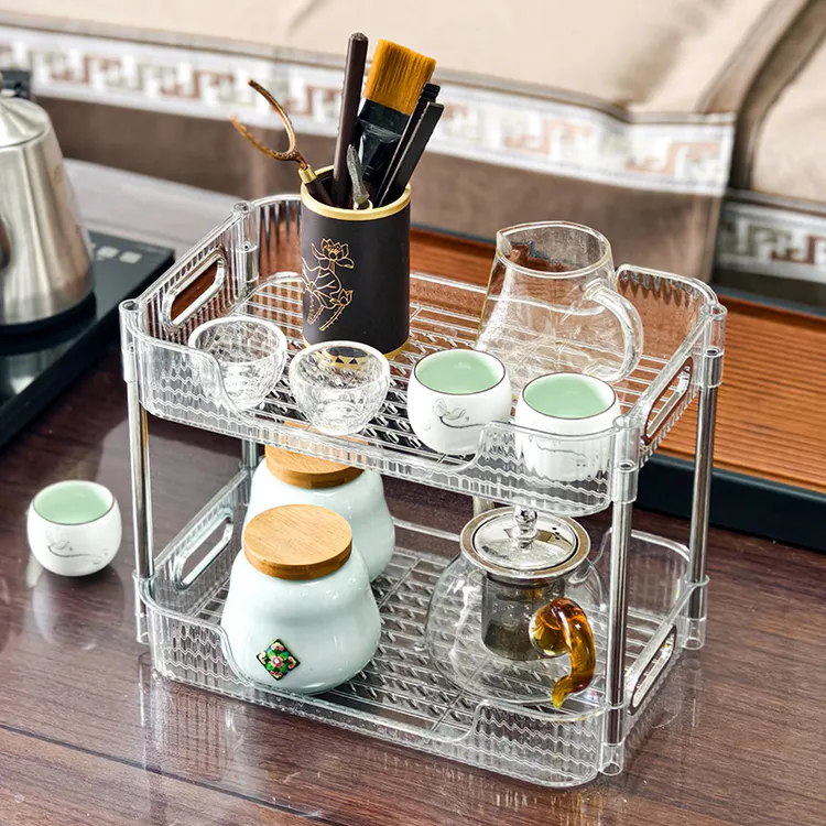 杯子收纳置物架双层水杯茶具收纳架家用桌面茶杯玻璃杯咖啡杯架子