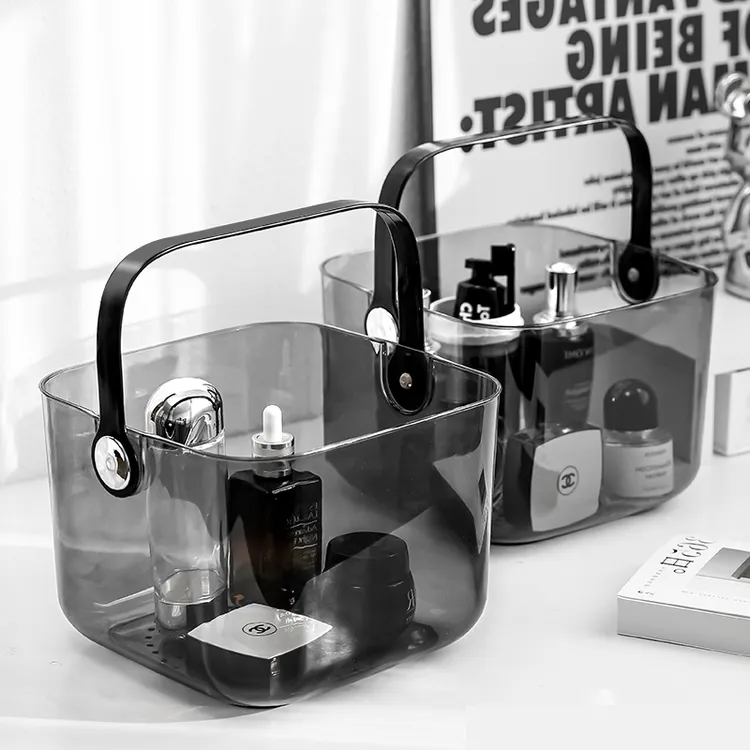 透明洗澡篮家用护肤品收纳筐学生宿舍浴室洗漱用品手提沥水收纳篮