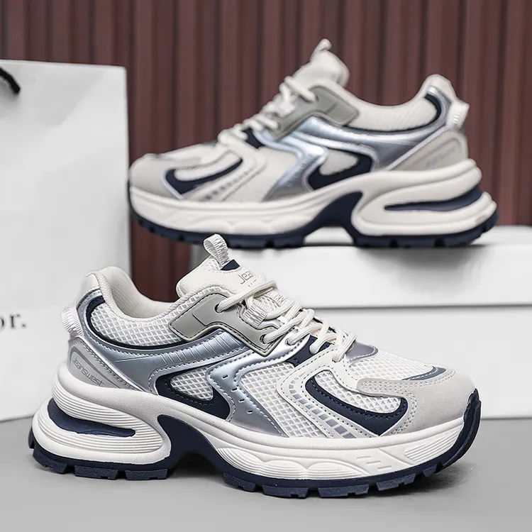 真维斯2024新款ins厚底老爹鞋增高5cm秋季休闲鞋透气女款百搭女鞋