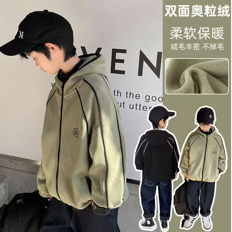 【500克双面奥粒绒】新款冬季中大童男童加绒外套潮款大童奥粒绒