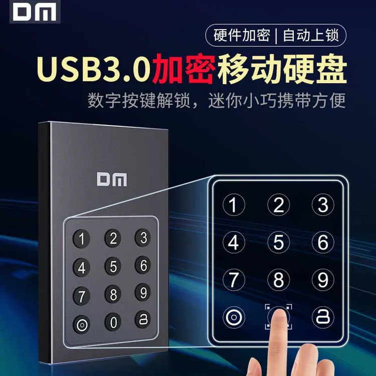 DM大迈加密移动固态硬盘 数字按键密码硬盘256G安全存储防泄密盘