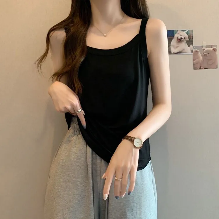 80-210斤纯色吊带背心女宽松遮肚子大码胖MM显瘦遮肉外穿内搭打底