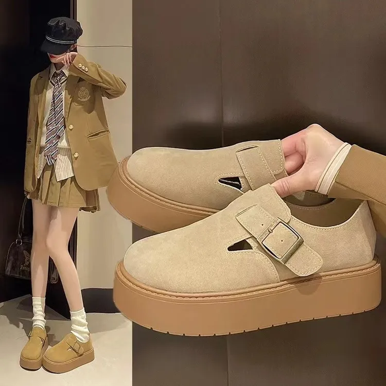 乐乐家2024秋冬季厚底勃肯鞋女鞋百搭休闲防滑不累脚全包607