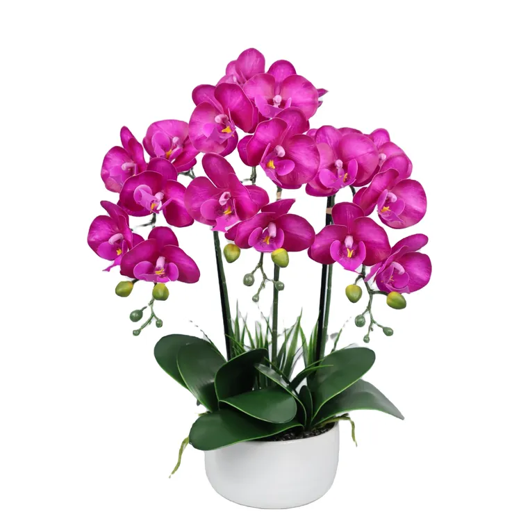 高档蝴蝶兰仿真花摆件客厅摆设花轻奢餐桌花摆花桌面假花装饰花艺