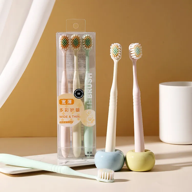 【3支装~】日式宽头软毛牙刷中软毛护龈高档凸面牙刷家庭装学生实惠