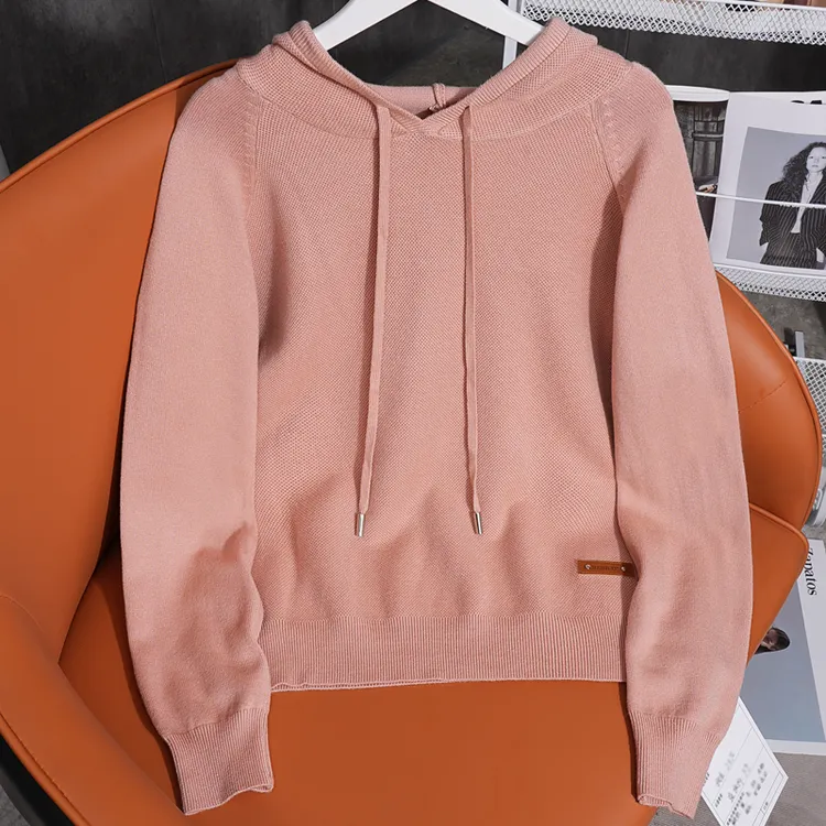 A 70002-1：秋装女士连帽长袖针织衫2024新款休闲上衣