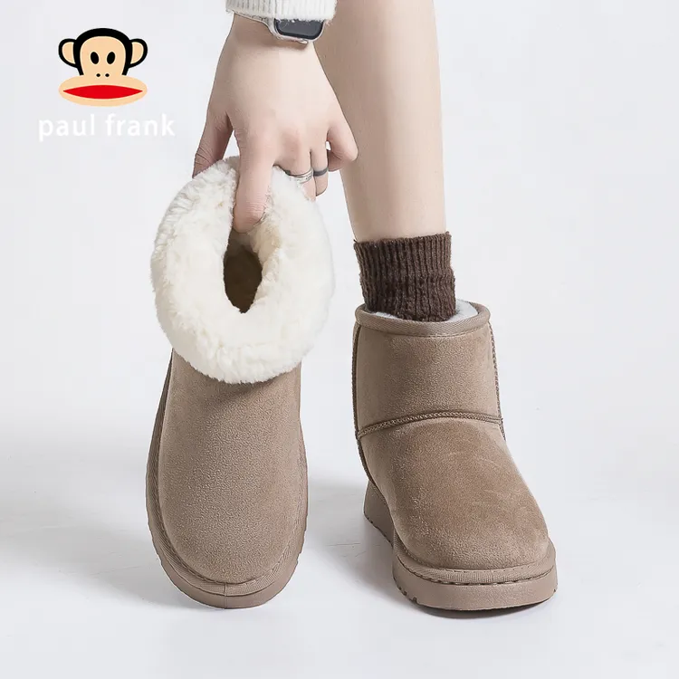 大嘴猴厚底雪地靴女2025年新款冬加绒加厚防水防滑保暖面包大棉鞋