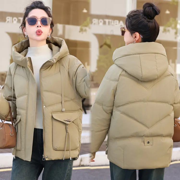 2025冬季女款短款棉衣加厚保暖连帽宽松显瘦棉袄外套大码