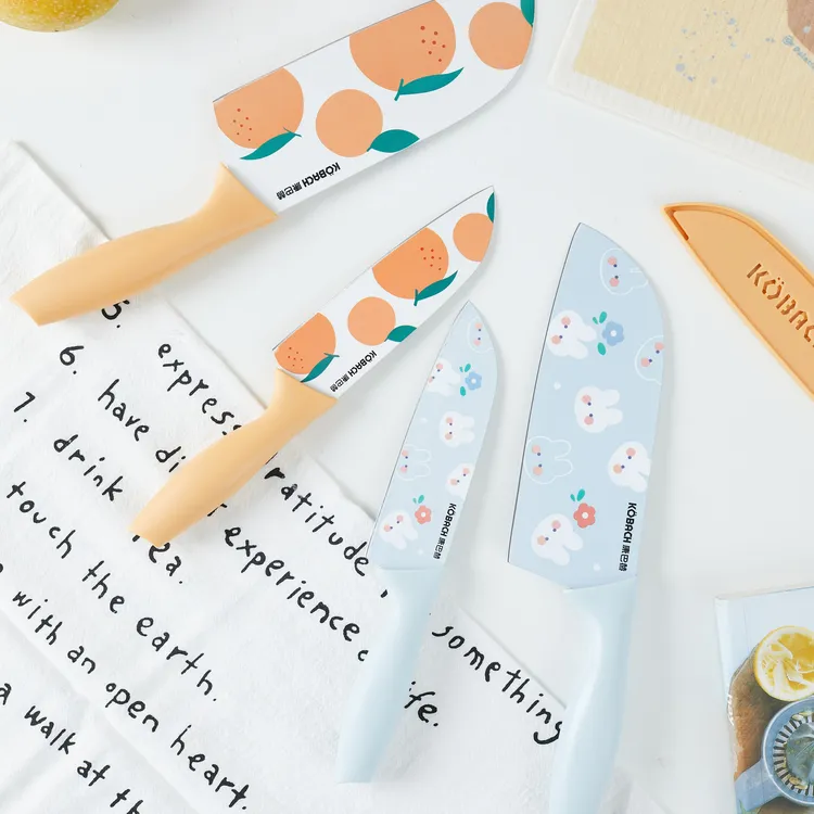 康巴赫缤纷系列抗菌不粘印花菜刀厨师刀可爱家用便携锋利多功能