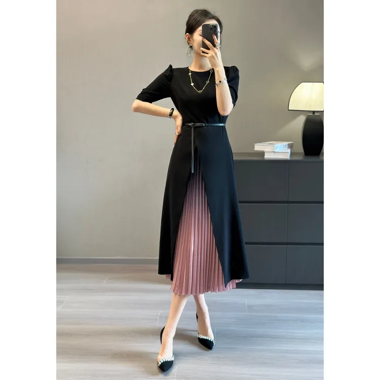 ZEROYK宫廷风古典优雅连衣裙2024初夏通勤设计灵动飘逸假两件长裙