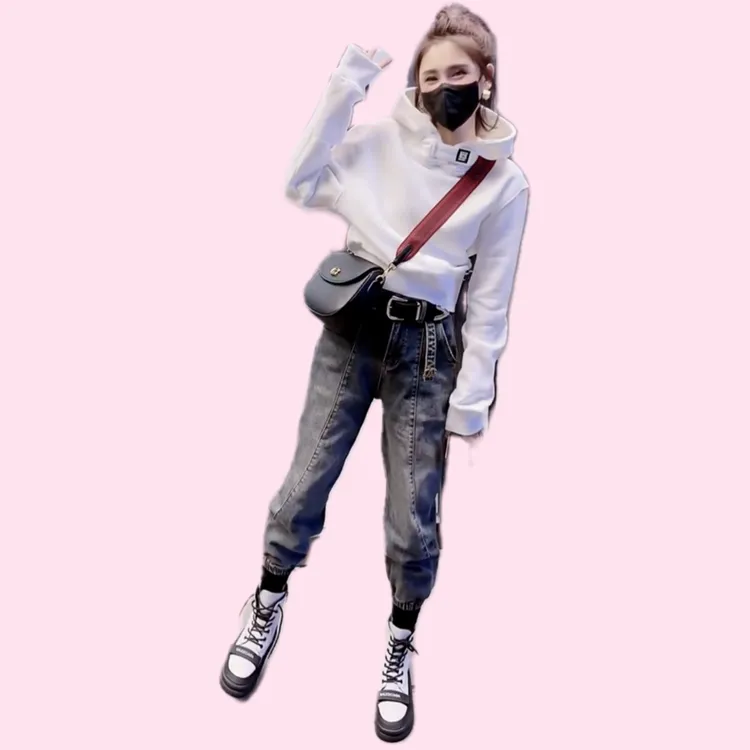 韩版休闲时尚卫衣女2025春秋款洋气百搭宽松连帽长袖套头纯色上衣