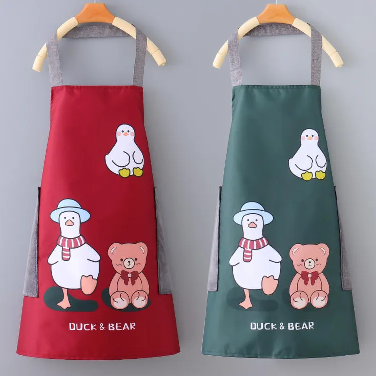 厨房家用围裙防水防油卡通可爱围腰男女可擦手防污上班专用工作服