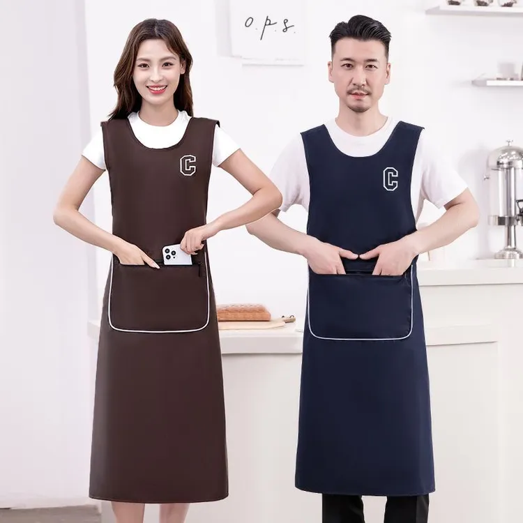 加长款围裙防水防油污男女厨房专用家用坎肩式罩衣上班过膝工作服
