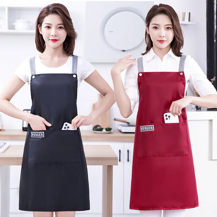 防水围裙厨房专用做饭防污工作服男女家用背带式围腰餐饮防油罩衣