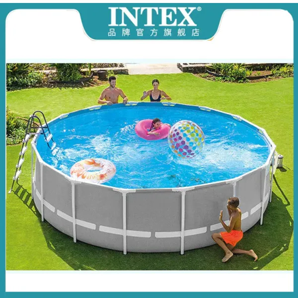 INTEX夏天户外圆形管支架水池中型别墅家庭成人儿童戏水游泳池