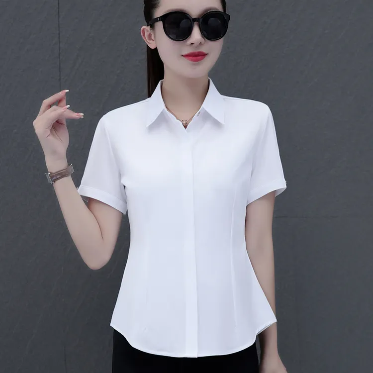 白色衬衫女短袖2025夏季新款韩版高档职业正装气质工作服免烫衬衣