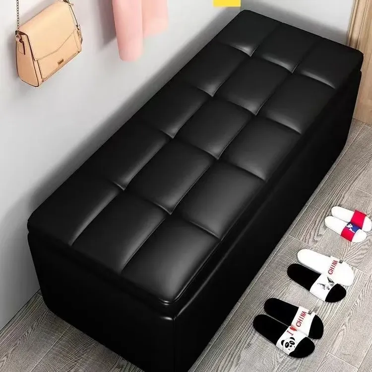 收纳凳子沙发换鞋凳长方形家用储物神器椅子可坐人多功能折叠皮墩