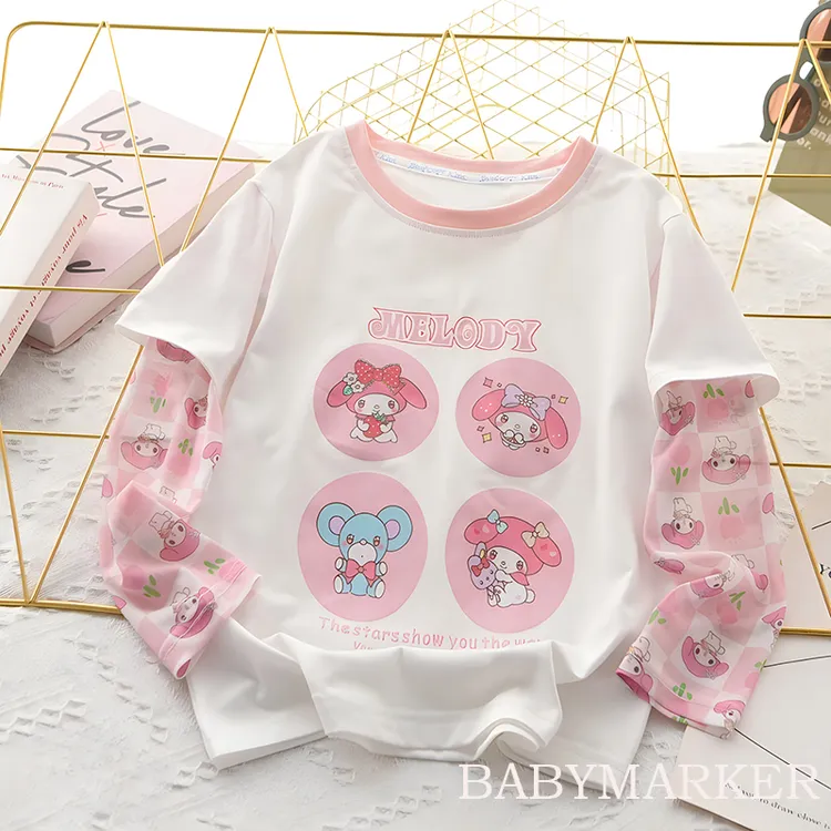 女童T恤儿童防晒衣假两件冰袖洋气中大童夏装女孩宝宝宽松韩版