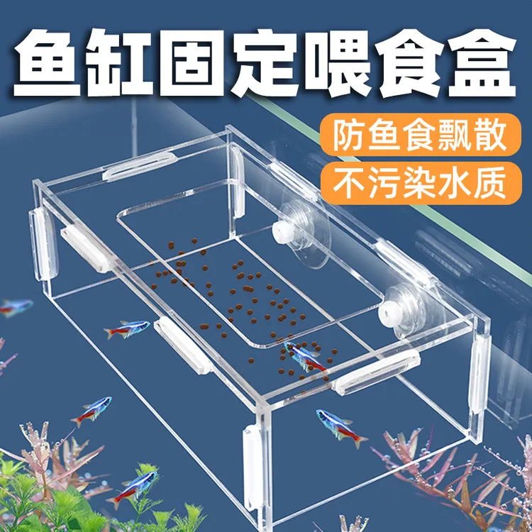 鱼缸喂食器加厚耐用亚克力定点防飘散孔雀鱼金鱼鱼食投喂器投喂盒