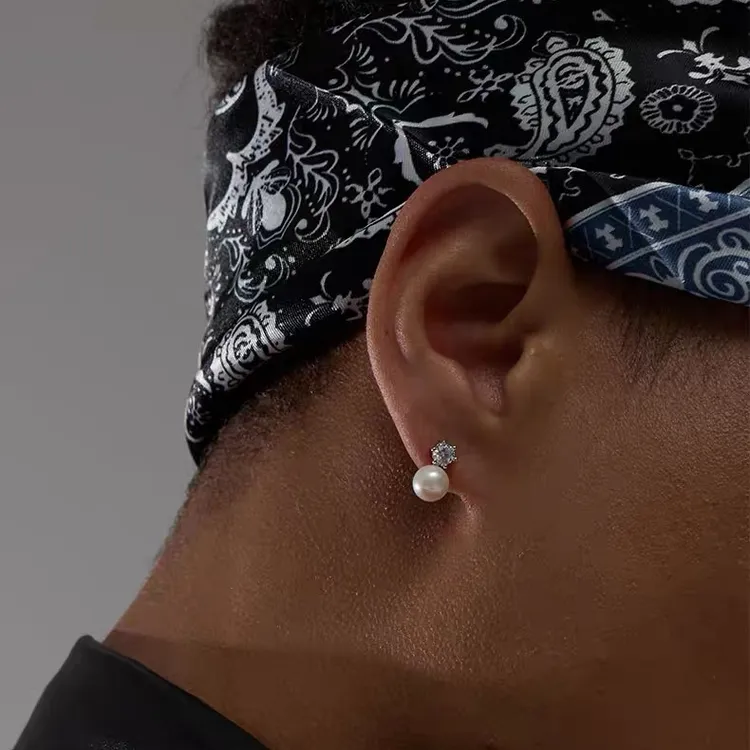 BTSP S925银针贝珠耳饰满钻锆石轻奢组合耳钉
