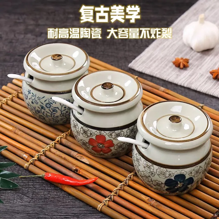 厨房调料罐家用猪油罐带盖耐高温大容量装猪油储存容器辣椒油罐子