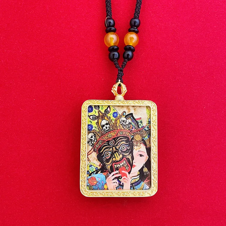 合金吊坠 【前世今生】藏式坠饰项坠复古唐卡扎基拉姆国风彩色坠链