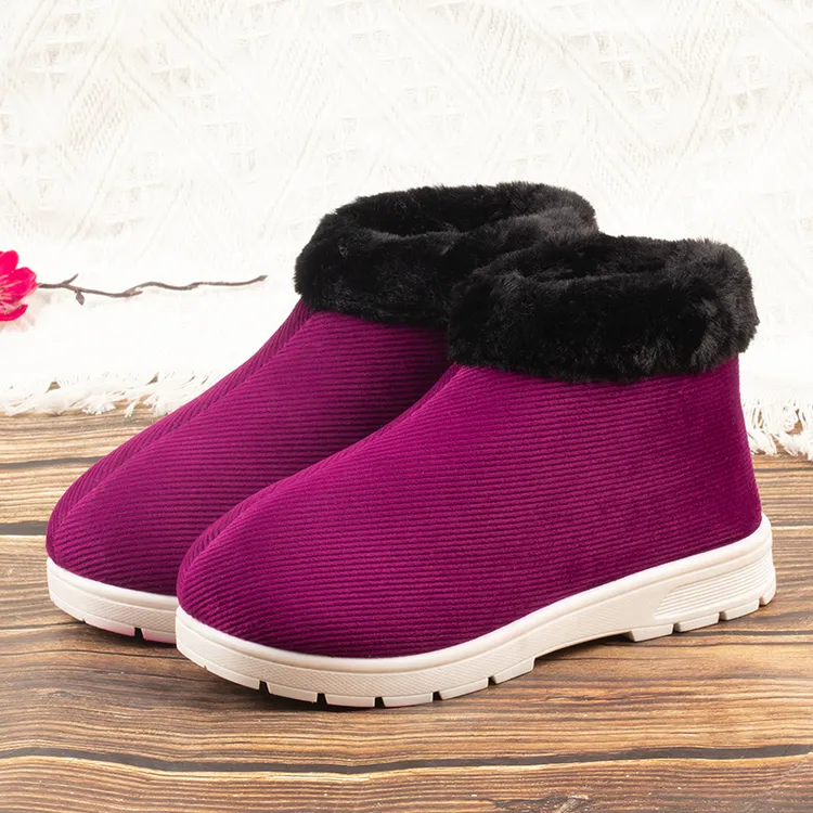 太空超软底加强防滑妈妈棉鞋中老年冬季加绒加厚男女毛毛边保暖鞋