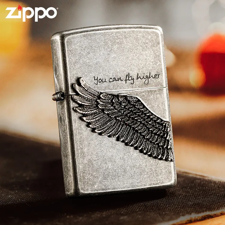 ZIPPO打火机正品飞的更高立体翅膀徽章经典防风个性创艺TC9901TZ