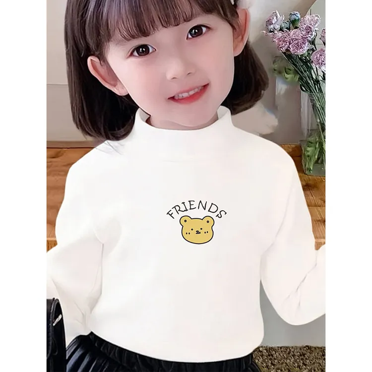 女童长袖恤新款秋装女孩内搭上衣儿童冬装德绒打底衫半高领