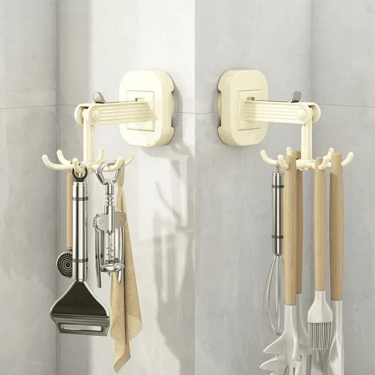 【哈乐熊】吸盘六爪旋转挂钩厨房六爪旋转挂钩免打孔锅铲勺子置物架